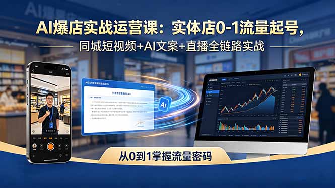 AI爆店实战运营课：实体店0-1流量起号，同城短视频+AI文案+直播全链路实战-hl998