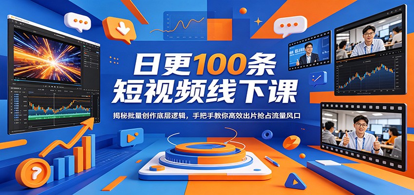 日更100条短视频线下课：揭秘批量创作底层逻辑，手把手教你高效出片抢占流量风口-hl998