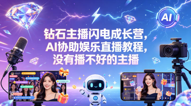钻石主播闪电成长营，Al协助娱乐直播教程，没有播不好的主播-hl998