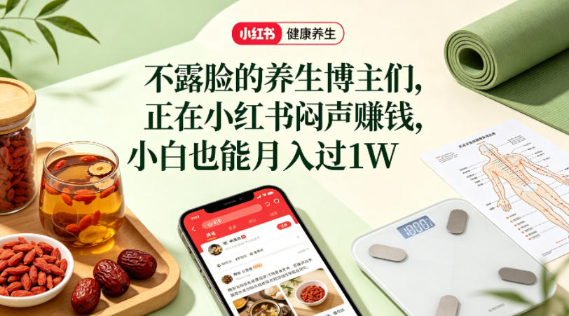 小红书健康养生科普图文赛道，不露脸的养生博主们，正在小红书闷声賺钱，小白也能月入过1W-hl998