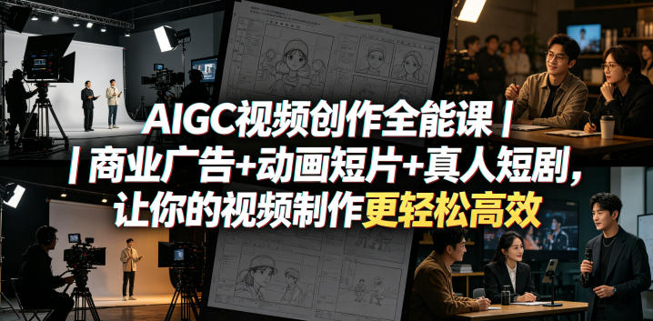 AIGC视频创作全能课｜商业广告+动画短片+真人短剧，让你的视频制作更轻松高效-hl998