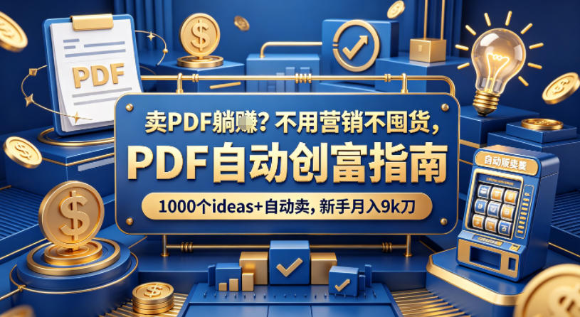 卖PDF躺賺？不用营销不囤货，PDF自动创富指南，1000个ideas+自动卖，新手月入9k刀【原创双语字幕】-hl998