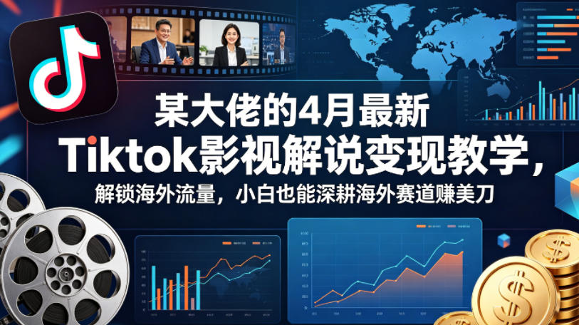 某大佬的4月最新Tiktok影视解说变现教学，解锁海外流量，小白也能深耕海外赛道賺美刀-hl998