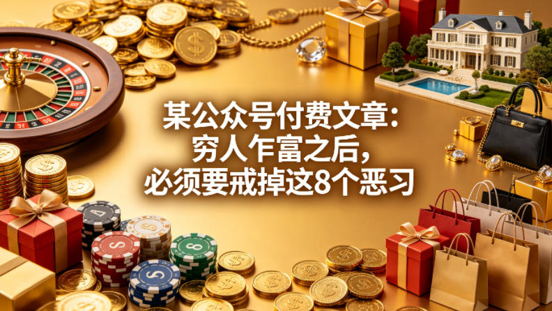 某公众号付费文章：穷人乍富之后，必须要戒掉这8个恶习-hl998