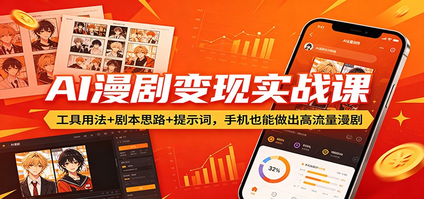 AI漫剧变现实战课：工具用法+剧本思路+提示词，手机也能做出高流量漫剧-hl998