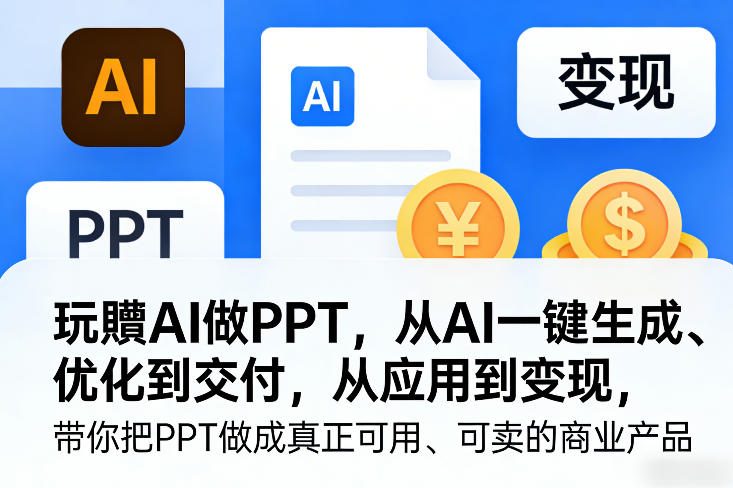 玩賺AI做PPT，从AI一键生成、优化到交付，从应用到变现，带你把PPT做成真正可用、可卖的商业产品(更新0421)-hl998