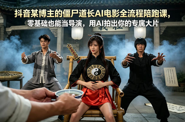 抖音某博主的僵尸道长AI电影全流程陪跑课，零基础也能当导演，用AI拍出你的专属大片-hl998