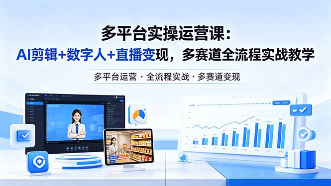 某团队多平台实操运营课-更新26年4月20：AI剪辑+数字人+直播变现，多赛道全流程实战教学-hl998