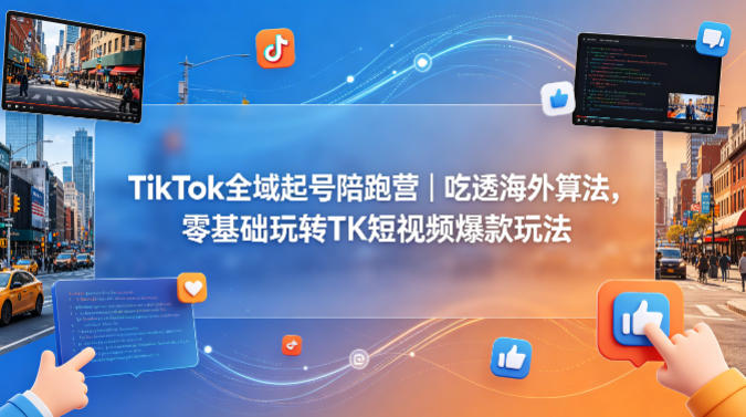 TikTok全域起号陪跑营｜吃透海外算法，零基础玩转TK短视频爆款玩法-hl998