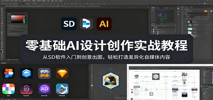 零基础AI设计创作实战教程：从SD软件入门到创意出图，轻松打造差异化自媒体内容-hl998