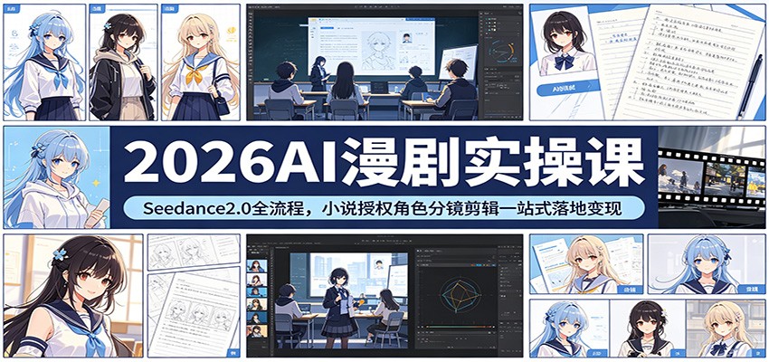 2026AI漫剧实操课：Seedance2.0全流程，小说授权角色分镜剪辑一站式落地变现-hl998