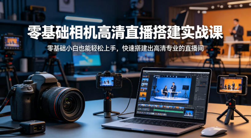 零基础相机高清直播间搭建实战课，小白也能轻松上手，快速搭建出高清专业的直播间-hl998