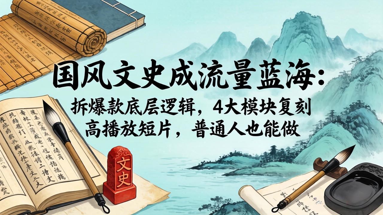 国风文史成流量蓝海：拆爆款底层逻辑，4大模块复刻高播放短片，普通人也能做-hl998