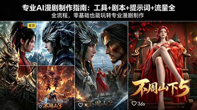 专业AI漫剧制作指南：工具+剧本+提示词+流量全流程，零基础也能玩转专业漫剧制作-hl998