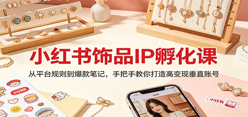 小红书饰品IP孵化课：从平台规则到爆款笔记，手把手教你打造高变现垂直账号-hl998