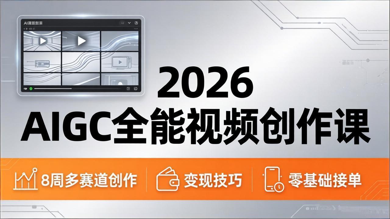 2026AIGC全能视频创作课，8周吃透多赛道创作+变现，零基础也能高效出片接单-hl998