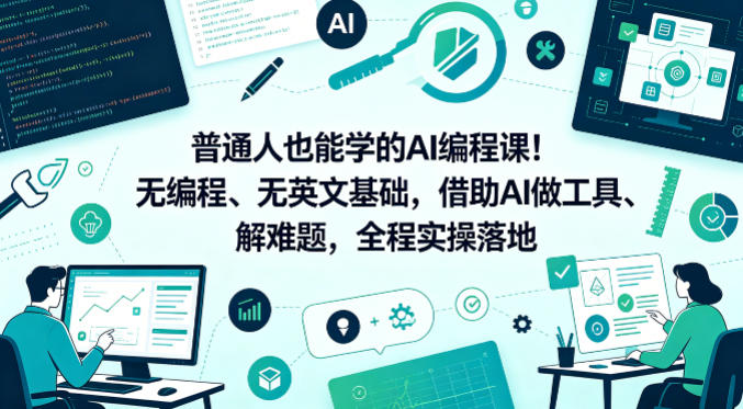 普通人也能学的AI编程课！无编程、无英文基础，借助AI做工具、解难题，全程实操落地-hl998