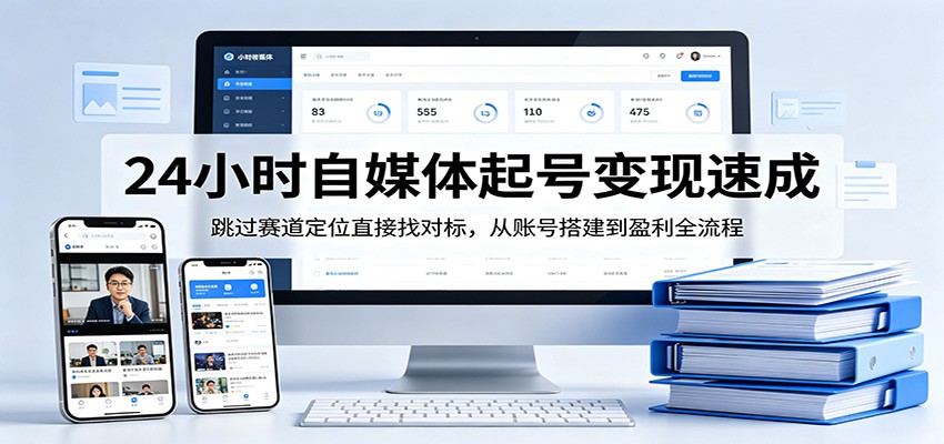 24小时自媒体起号变现速成，跳过赛道定位直接找对标，从账号搭建到盈利全流程-hl998