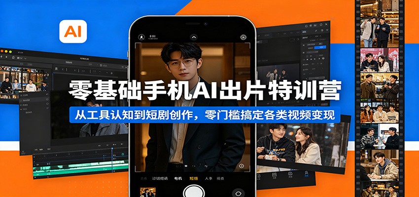 零基础手机AI出片特训营：从工具认知到短剧创作，零门槛搞定各类视频变现-hl998