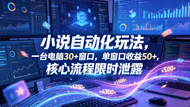 小说挂G自动化玩法，一台电脑30+窗口，单窗口收益50+，核心流程限时泄露【揭秘】-hl998