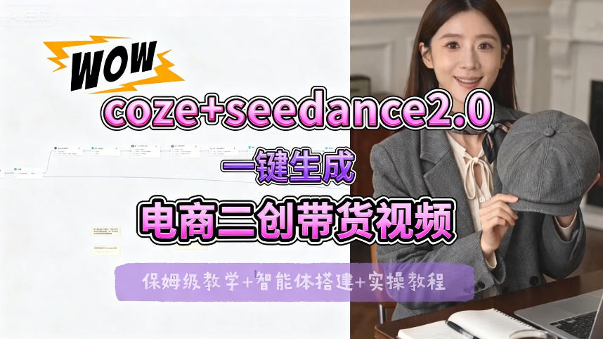 【Coze工作流搭建实操教程】seedance2.0+coze一键生成电商二创带货视频，全流程保姆级教学-hl998