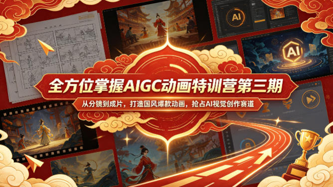 全方位掌握AIGC动画特训营第三期，从分镜到成片，打造国风爆款动画，抢占AI视觉创作赛道红利-hl998