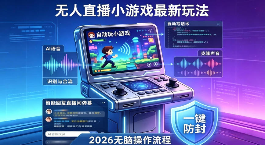 2026年AI无人直播小游戏全流程，不违规不封号，开启创业副业增收之路，小白月入1w+【揭秘】-hl998