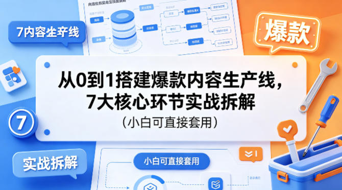 从0到1搭建爆款内容生产线，7大核心环节实战拆解(小白可直接套用)-hl998