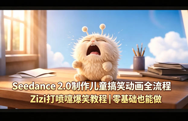 Seedance 2.0制作儿童搞笑动画全流程Zizi打喷嚏爆笑教程｜零基础也能做-hl998