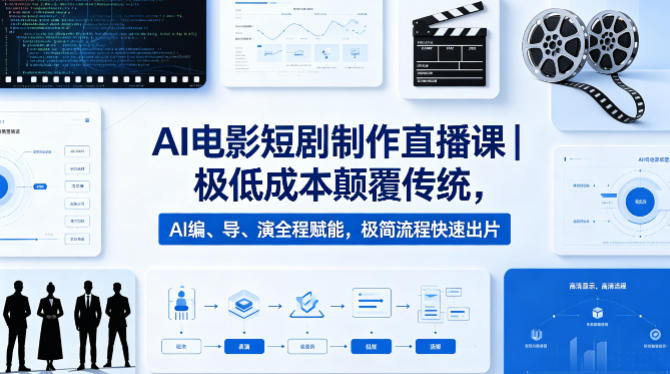 AI电影短剧制作直播课｜极低成本颠覆传统，AI编、导、演全程赋能，极简流程快速出片-hl998