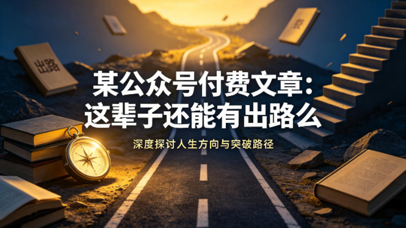 某公众号付费文章：这辈子还能有出路么-hl998