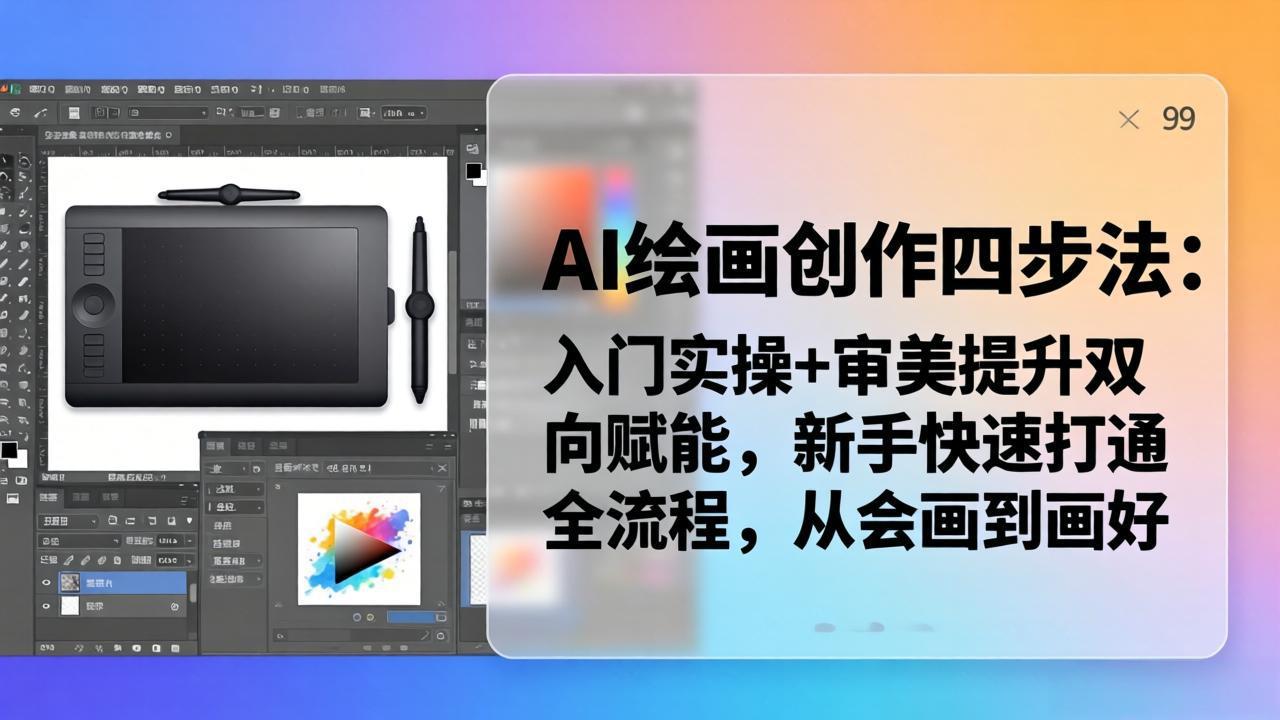 AI绘画创作四步法：入门实操+审美提升双向赋能，新手快速打通全流程，从会画到画好-hl998