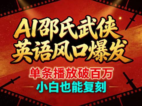 AI邵氏武侠英语风口爆发，单条播放破百万，小白也能复刻-hl998
