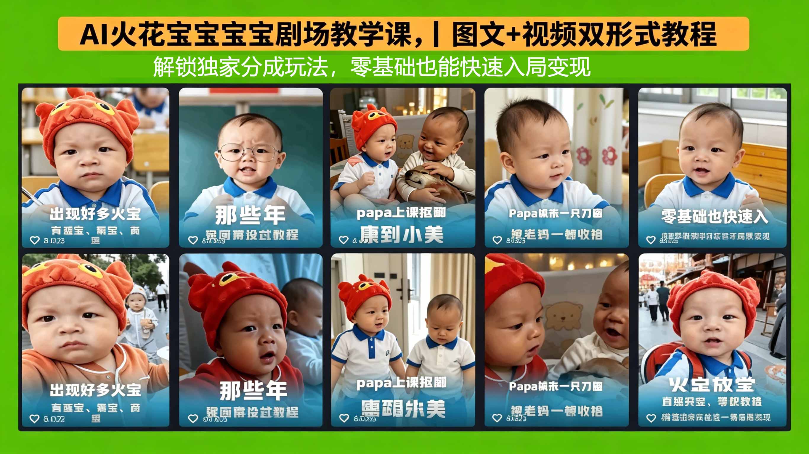 AI火花宝宝宝宝剧场教学课，图文+视频双形式教程，解锁独家分成玩法，零基础也能快速入局变现-hl998