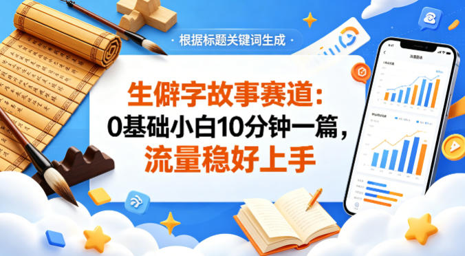 公众号流量主——生僻字故事赛道，流量稳，好上手，0基础小白也能10分钟一篇-hl998