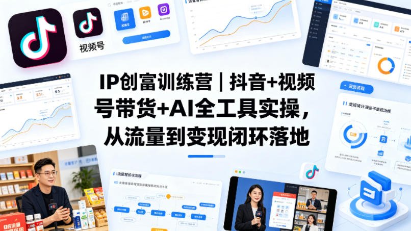 IP创富训练营｜抖音+视频号带货+AI全工具实操，从流量到变现闭环落地-hl998