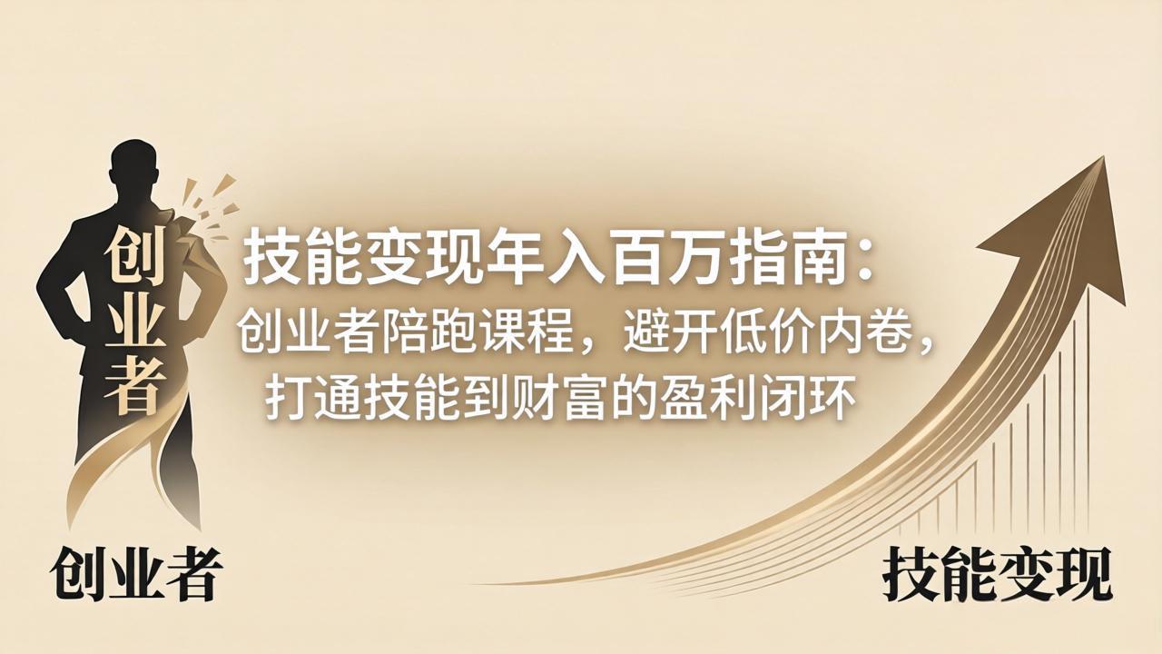 技能变现年入百万指南：创业者陪跑课程，避开低价内卷，打通技能到财富的盈利闭环-hl998