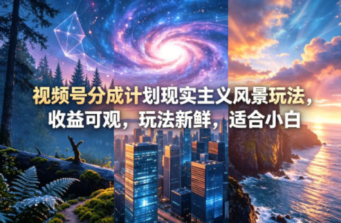 视频号分成计划现实主义风景玩法，收益可观，玩法新鲜，适合小白-hl998