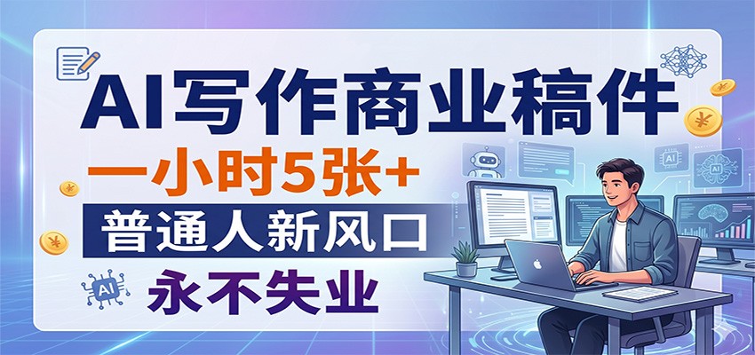 AI写作商业稿件，一小时5张+，普通人新风口，永不失业-hl998