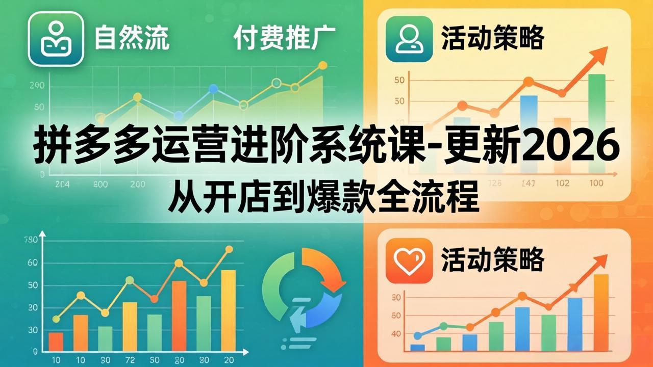 拼多多运营进阶系统课-更新2026：从开店到爆款全流程，自然流+付费推广+活动策略-hl998