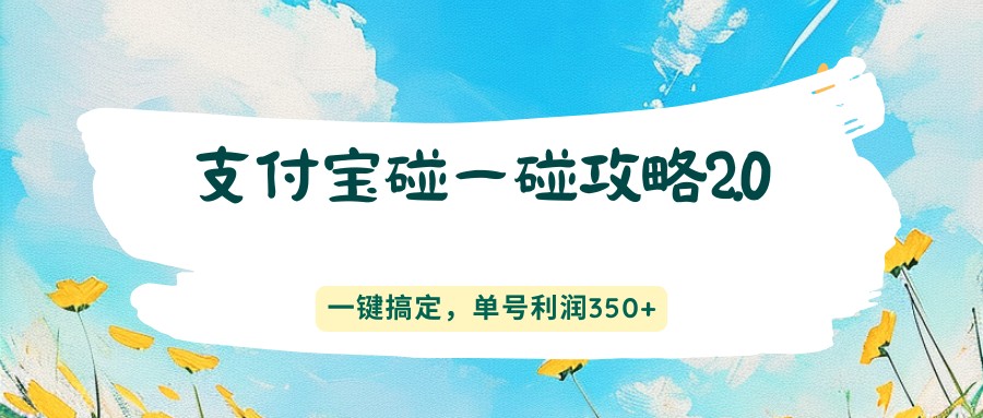 支付宝碰一碰攻略2.0，一键搞定，单号利润350+-hl998