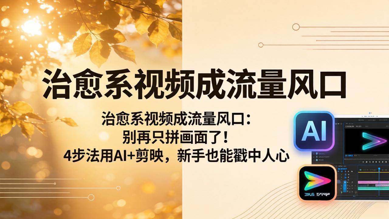 治愈系视频成流量风口：别再只拼画面了！4步法用AI+剪映，新手也能戳中人心-hl998