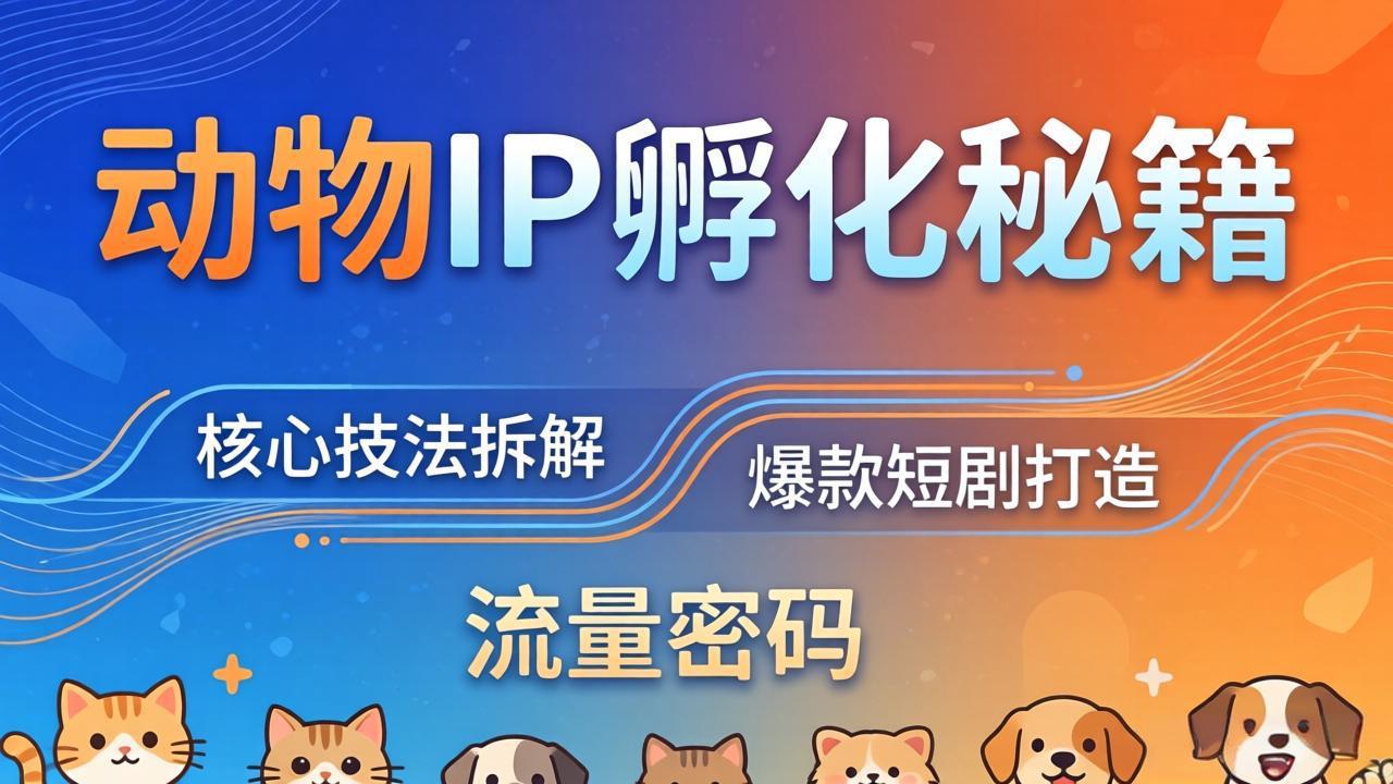 动物IP孵化全套秘籍，三大核心技法拆解，打造爆款萌宠短剧，轻松拿捏赛道流量密码-hl998