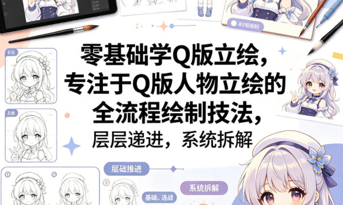零基础学Q版立绘，专注于Q版人物立绘的全流程绘制技法，层层递进，系统拆解-hl998