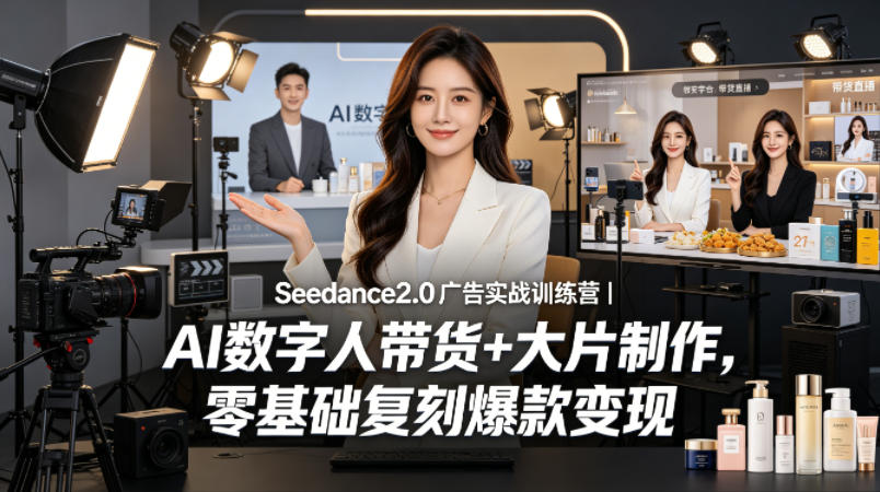 Seedance2.0广告实战训练营｜AI数字人带货+大片制作，零基础复刻爆款变现-hl998