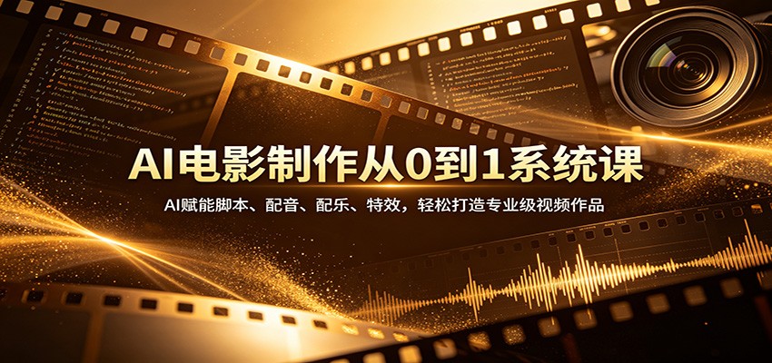 AI电影制作从0到1系统课：AI赋能脚本、配音、配乐、特效，轻松打造专业级视频作品-hl998