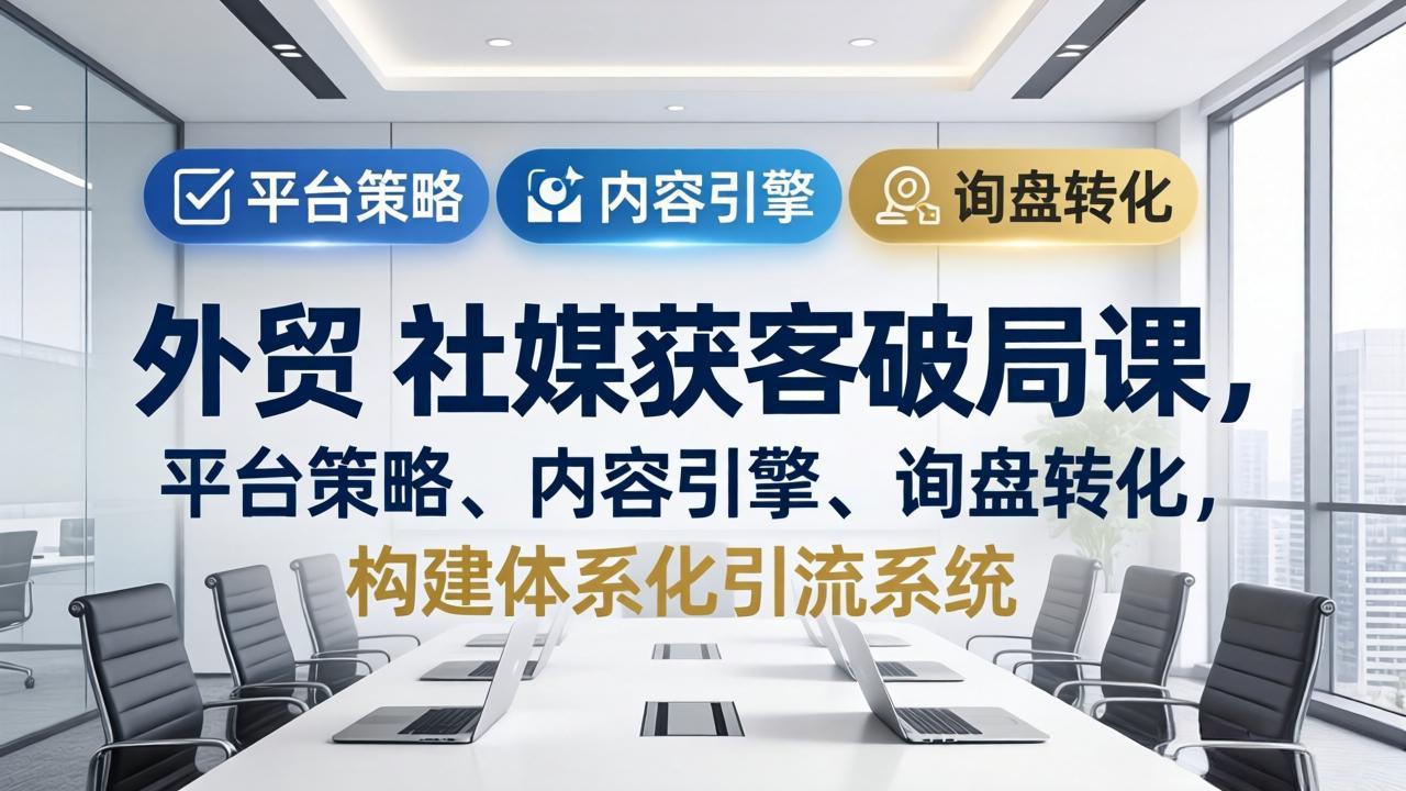 外贸 社媒获客破局课，平台策略、内容引擎、询盘转化，构建体系化引流系统(更新26年3月-hl998