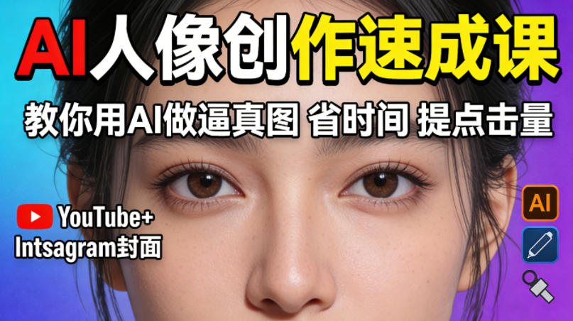 YouTube+Instagram封面没人点？AI人像创作速成课，教你用AI做逼真图，省时间还能提点击量！-hl998