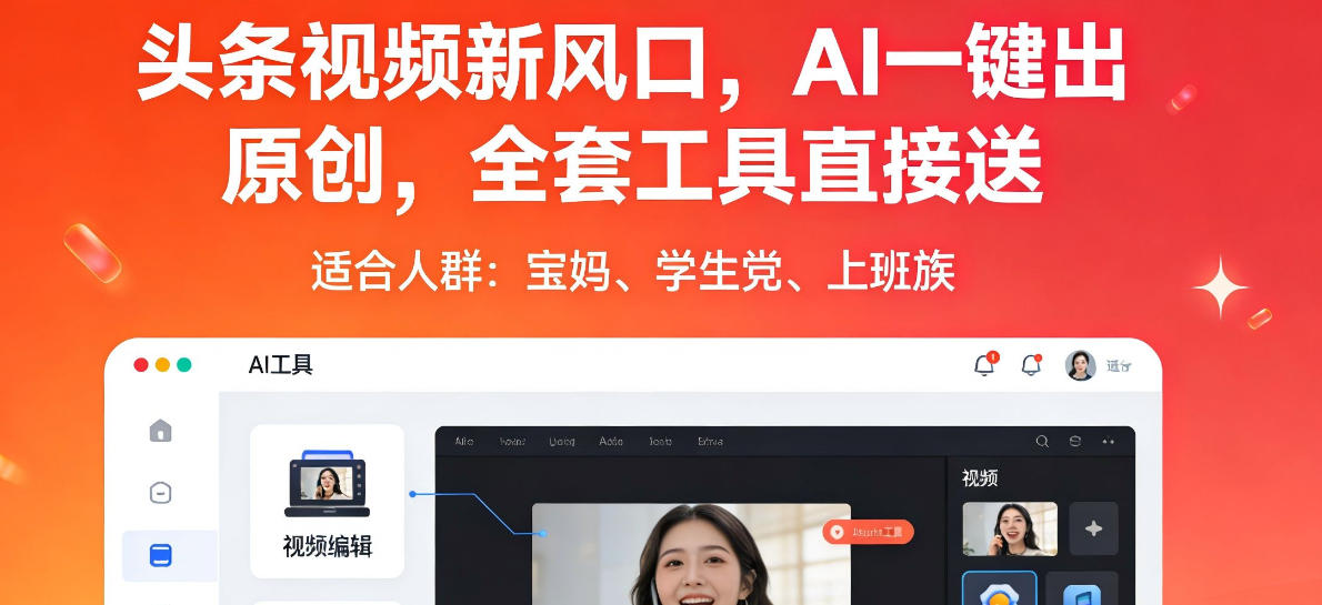 头条视频新风口，AI一键出原创，全套工具直接送，人人可做，有手就行【揭秘】-hl998