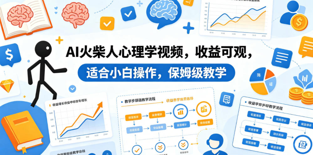 AI火柴人心理学视频，收益可观，适合小白操作，保姆级教学-hl998